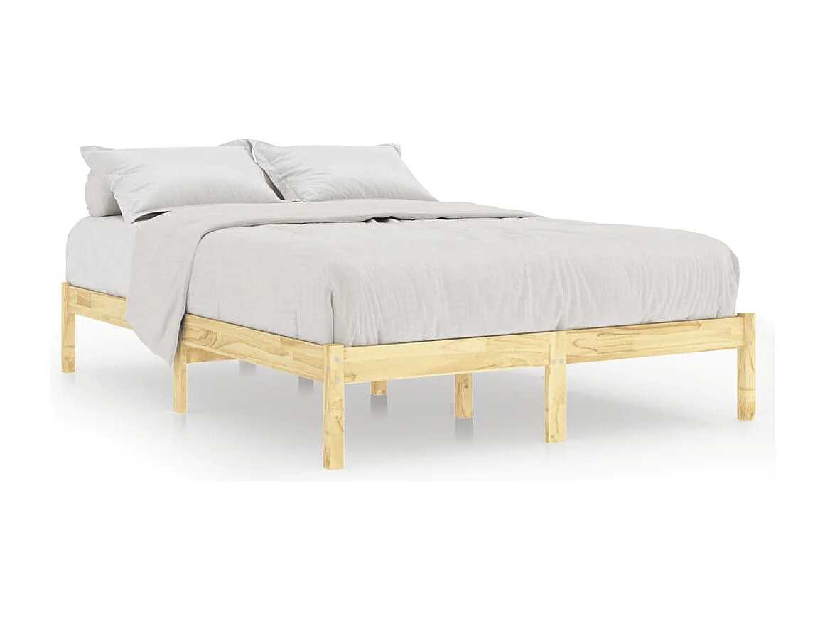 Cadre de lit sans matelas bois massif 140x190 cm