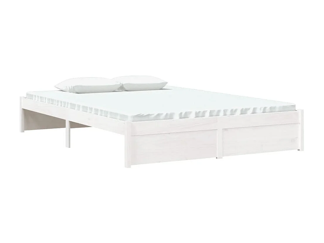 Cadre de lit sans matelas blanc bois massif 140x190 cm