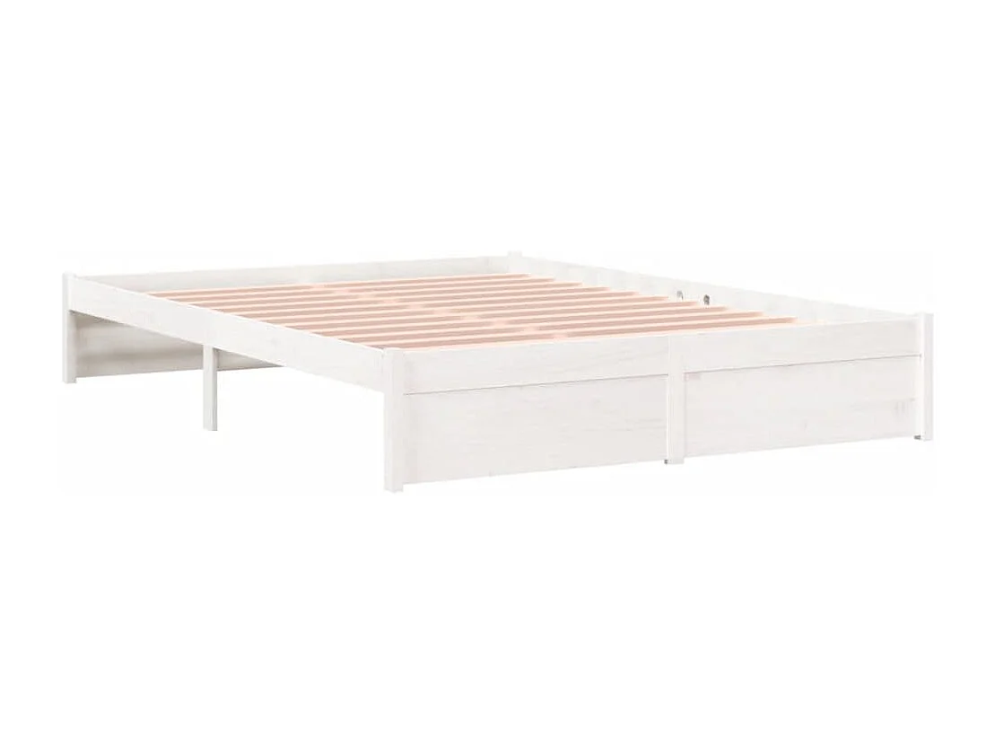Cadre de lit sans matelas blanc bois massif 140x190 cm