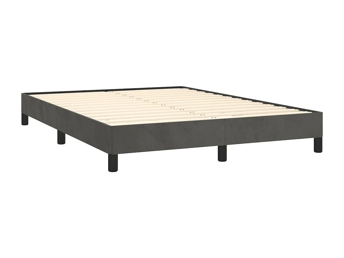 Cadre de lit sans matelas gris foncé 140x190 cm velours