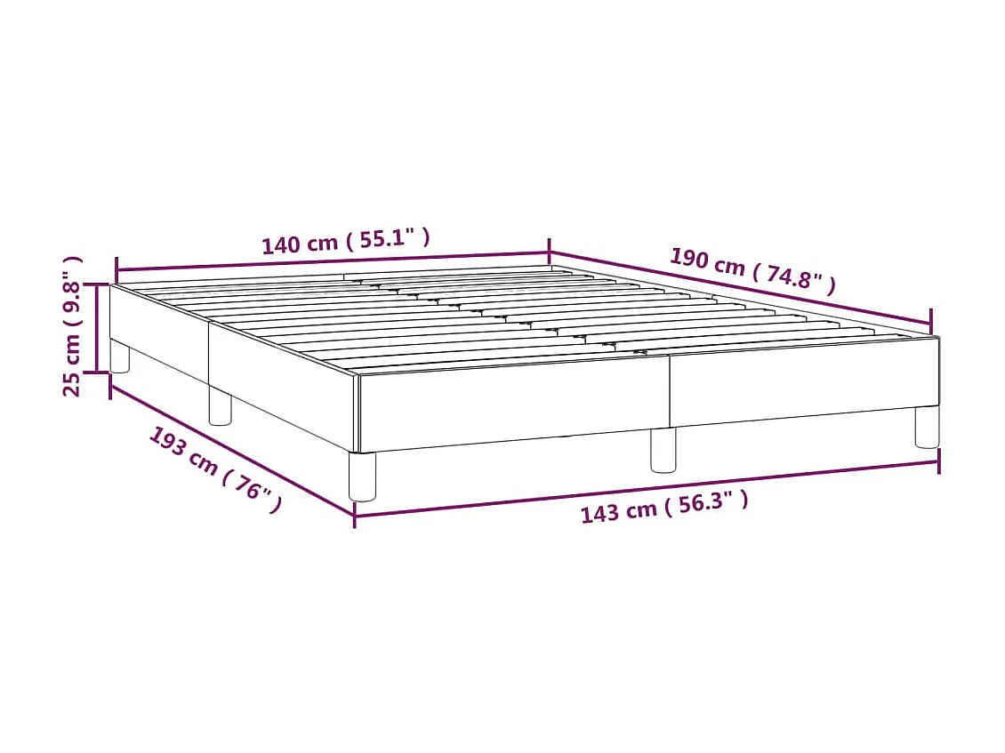 Cadre de lit sans matelas gris foncé 140x190 cm velours