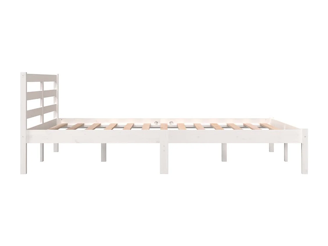 Cadre de lit sans matelas bois de pin massif 140x190 cm blanc