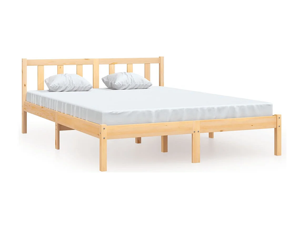 Cadre de lit sans matelas bois massif 140x190 cm