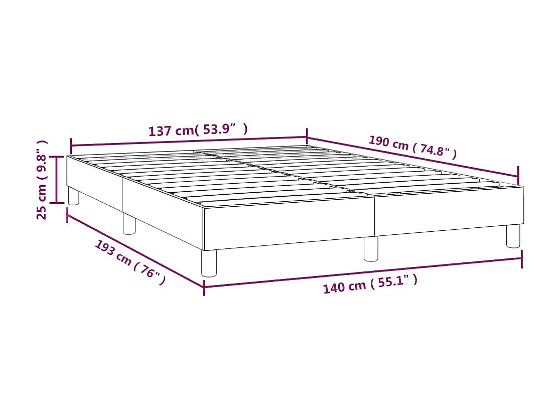 Cadre de lit sans matelas gris clair 140x190 cm velours