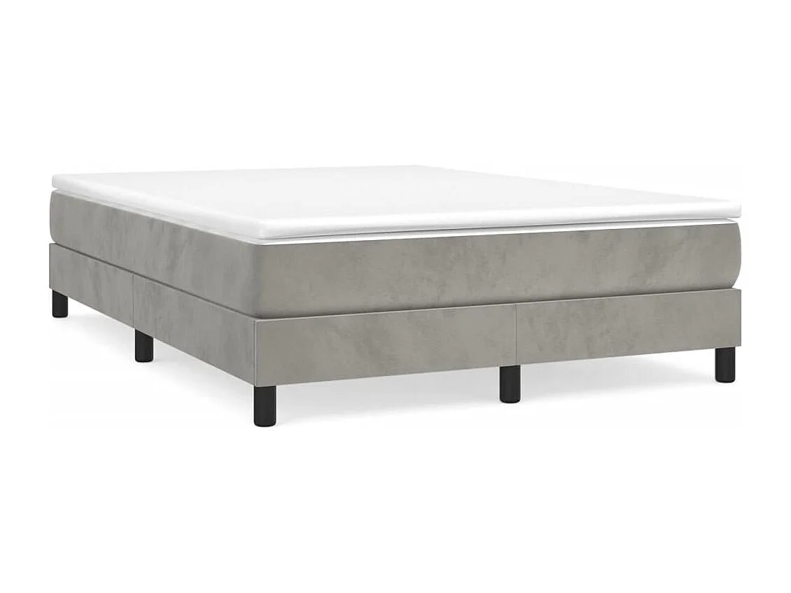 Cadre de lit sans matelas gris clair 140x190 cm velours