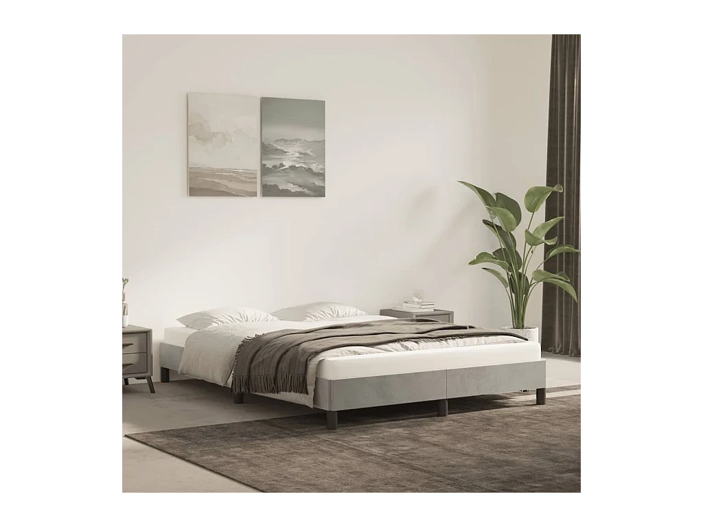 Cadre de lit sans matelas gris clair 140x190 cm velours