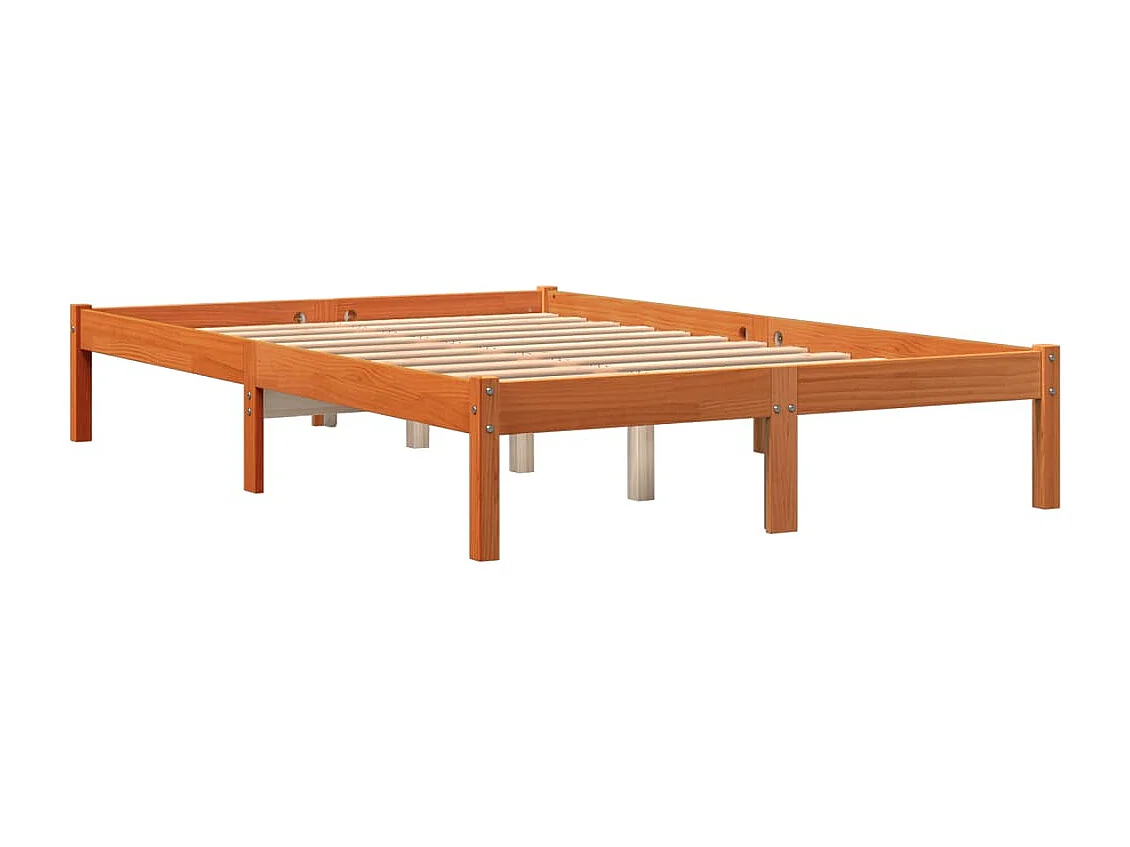 Cadre de lit sans matelas cire marron 140x190cm bois pin massif