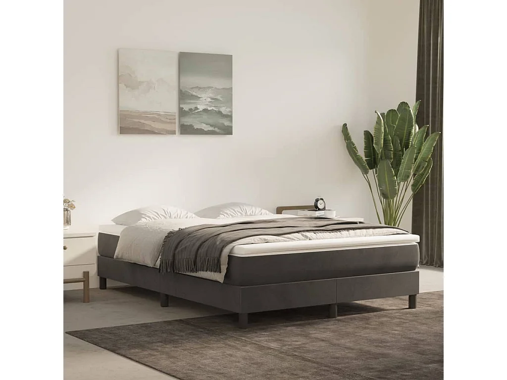 Cadre de lit sans matelas gris foncé 140x190 cm velours
