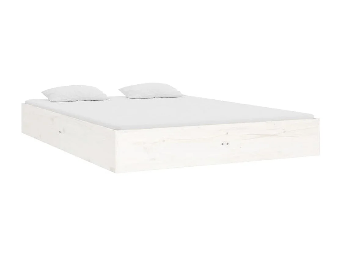 Cadre de lit sans matelas blanc bois massif 140x190 cm