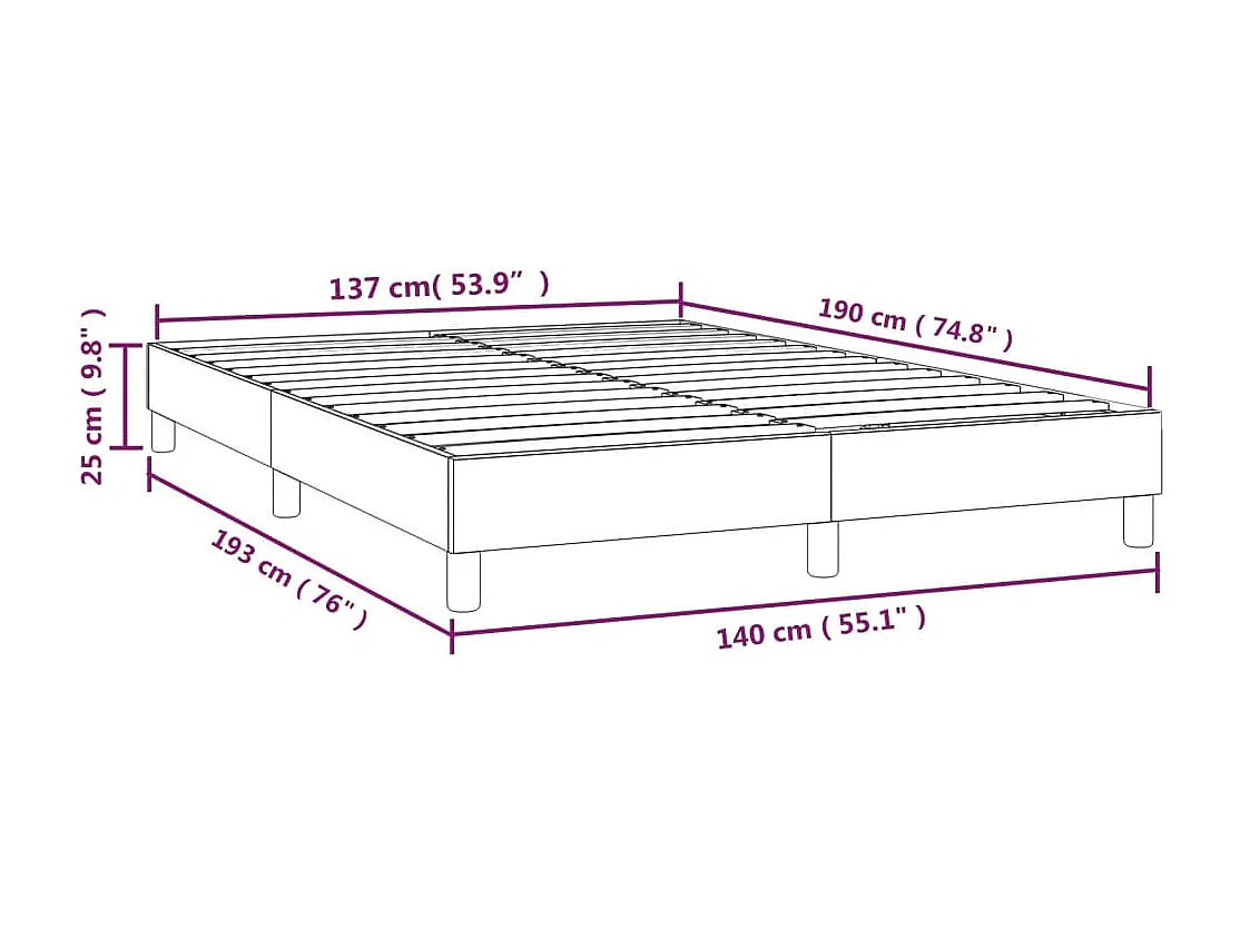 Cadre de lit sans matelas gris clair 140x190 cm tissu