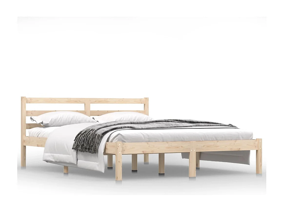 Cadre de lit sans matelas bois de pin massif 140x190 cm