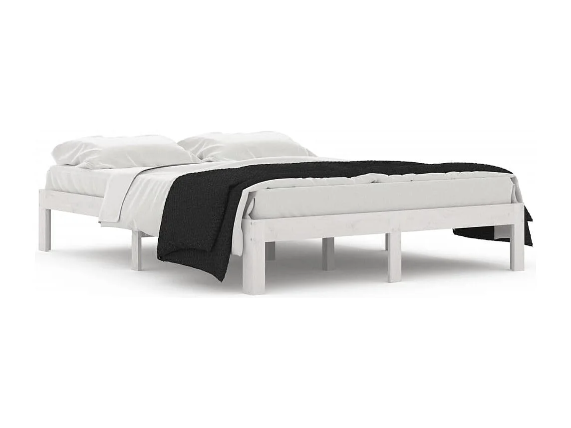 Cadre de lit sans matelas blanc bois de pin massif 140x190 cm