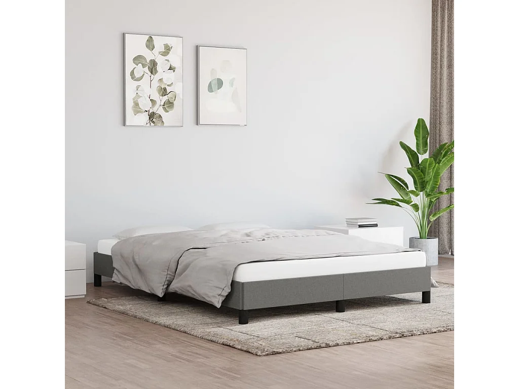 Cadre de lit sans matelas gris foncé 140x190 cm tissu