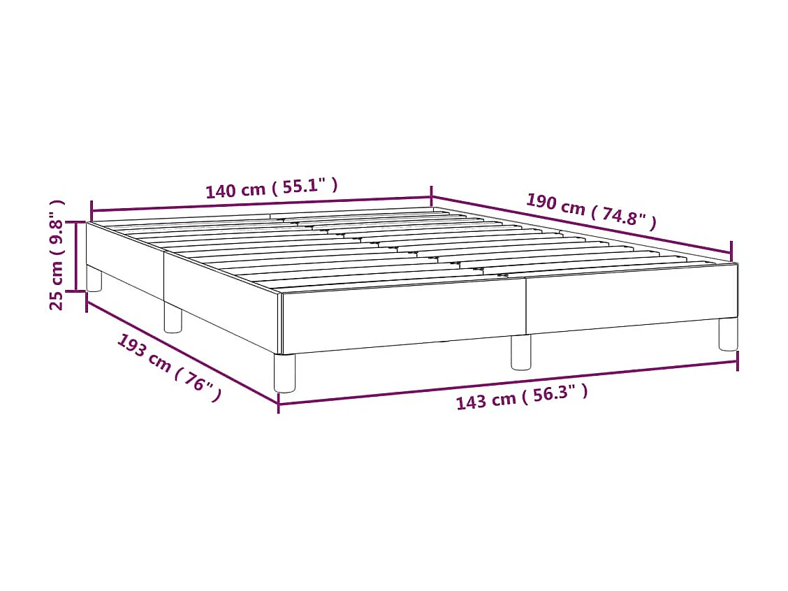 Cadre de lit sans matelas gris foncé 140x190 cm tissu