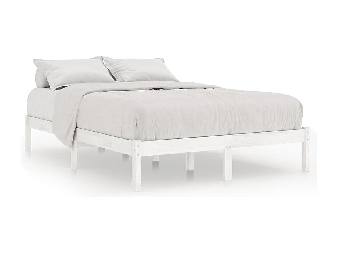 Cadre de lit sans matelas blanc bois massif 140x190 cm
