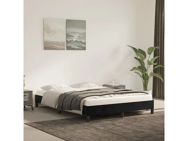 Cadre de lit sans matelas noir 140x190 cm velours