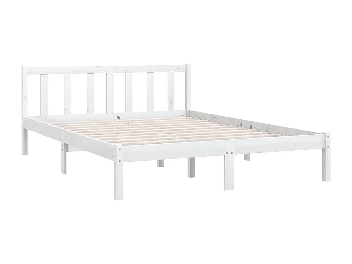 Cadre de lit sans matelas blanc bois massif 140x190 cm