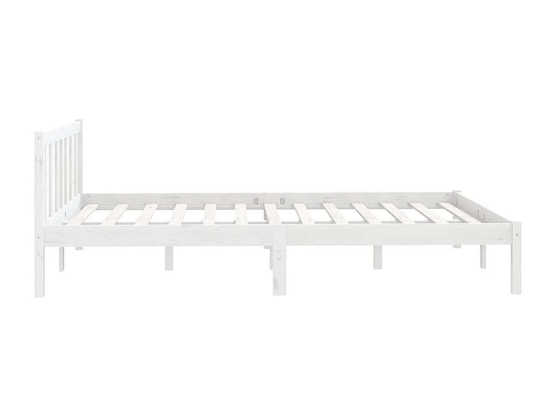 Cadre de lit sans matelas blanc bois massif 140x190 cm
