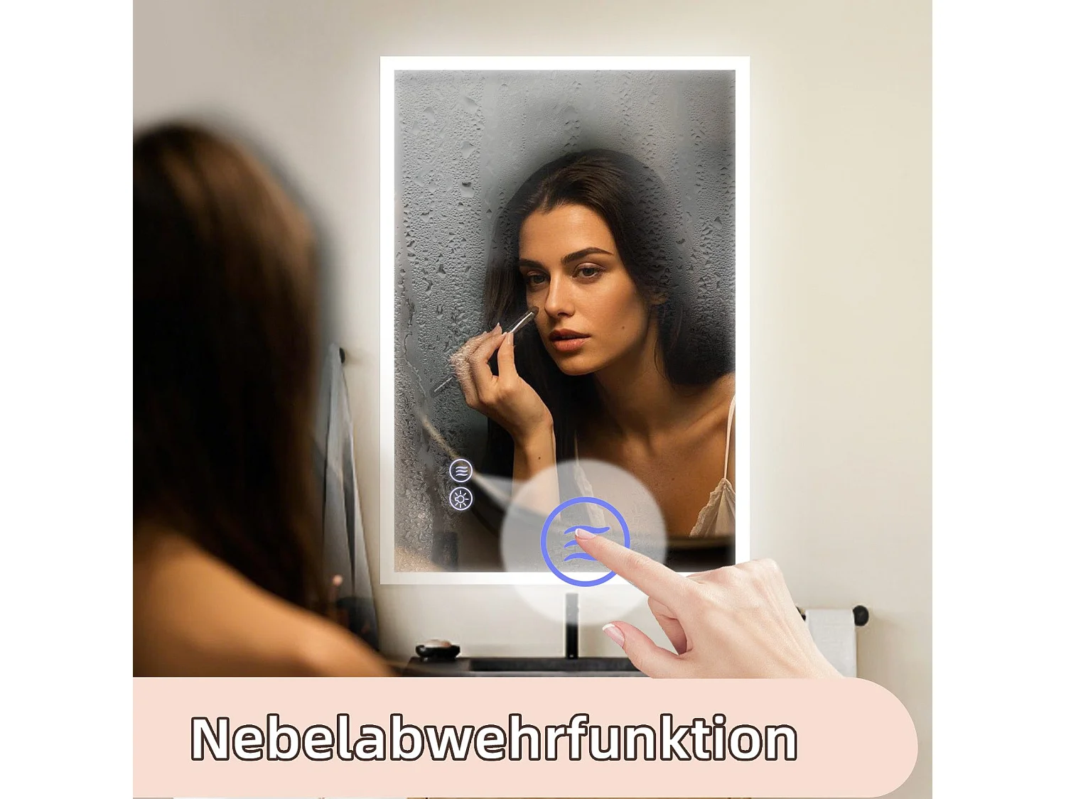 NETTLIFE Miroir avec lumière 50x70cm Miroir mural LED Verre antidéflagrant Miroir de salle de bain avec miroir tactile