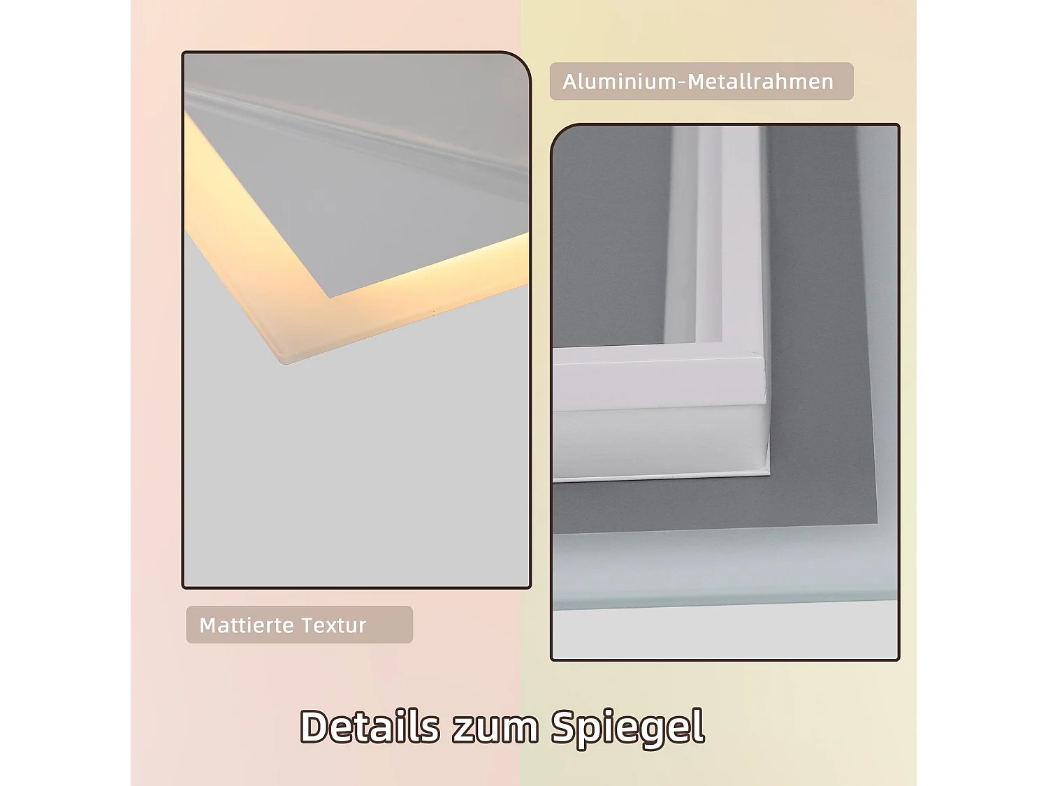 NETTLIFE Miroir avec lumière 50x70cm Miroir mural LED Verre antidéflagrant Miroir de salle de bain avec miroir tactile