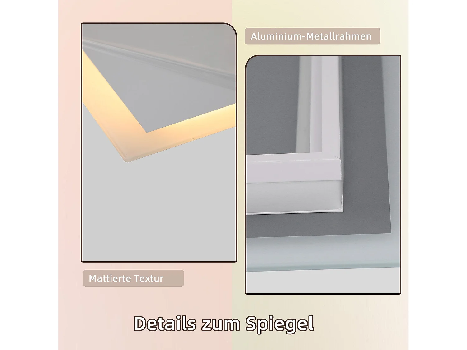 NETTLIFE Miroir avec lumière 100x60cm Miroir mural LED Verre antidéflagrant Miroir de salle de bain avec miroir tactile