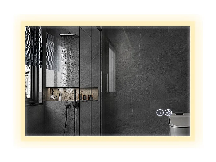 NETTLIFE Miroir avec lumière 100x60cm Miroir mural LED Verre antidéflagrant Miroir de salle de bain avec miroir tactile