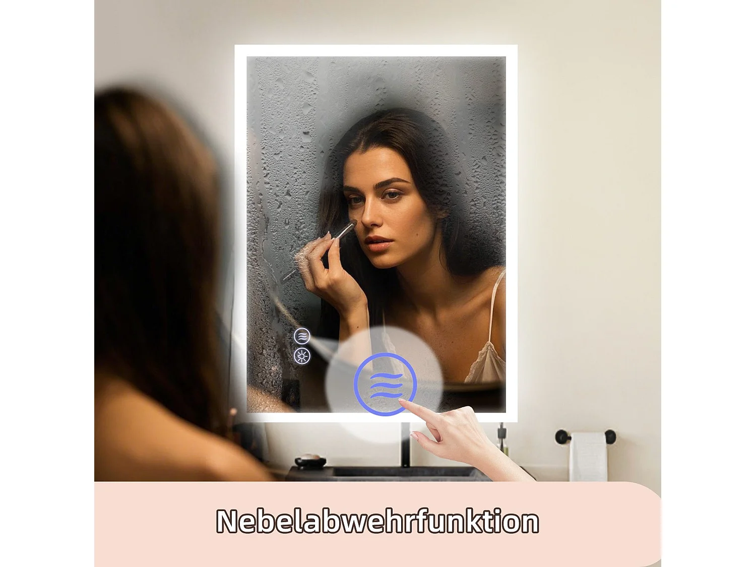 NETTLIFE Miroir avec lumière - 60x80cm Miroir mural LED Verre antidéflagrant Miroir de salle de bain avec miroir tactile