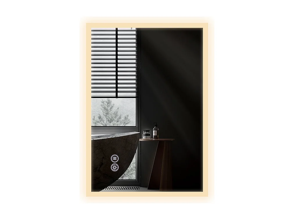 NETTLIFE Miroir avec lumière - 60x80cm Miroir mural LED Verre antidéflagrant Miroir de salle de bain avec miroir tactile