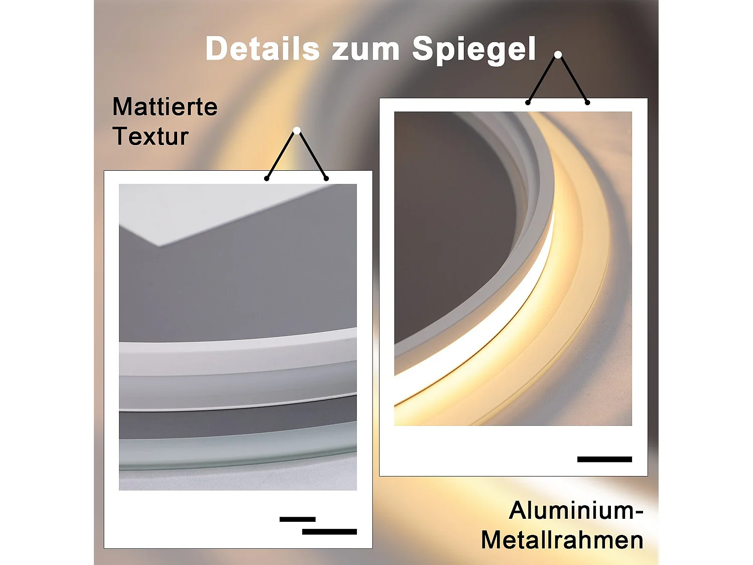 NETTLIFE Miroir avec éclairage rond Miroir mural LED IP44 50 cm avec fonction miroir tactile éclairé rond avec lumière dimmable