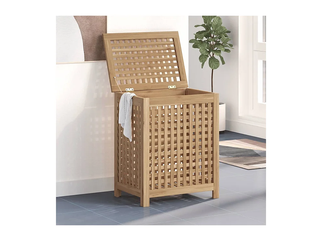 Bac à linge 50x35x60 cm bois de teck massif