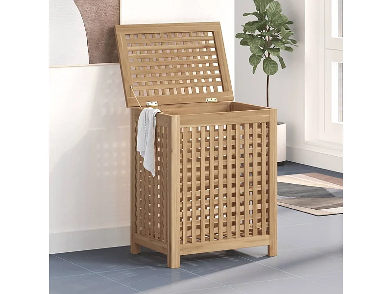 Bac à linge 50x35x60 cm bois de teck massif