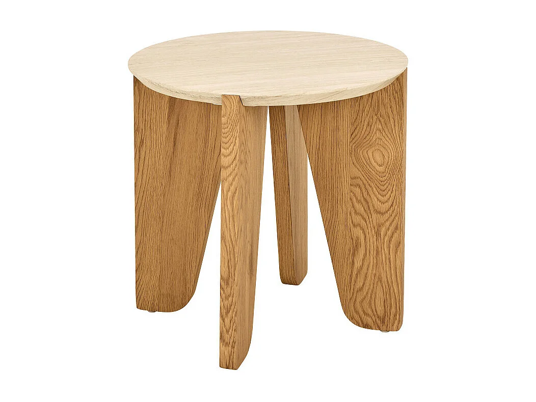 Vivo - Table d'appoint ronde en effet travertin ø50cm - Beige