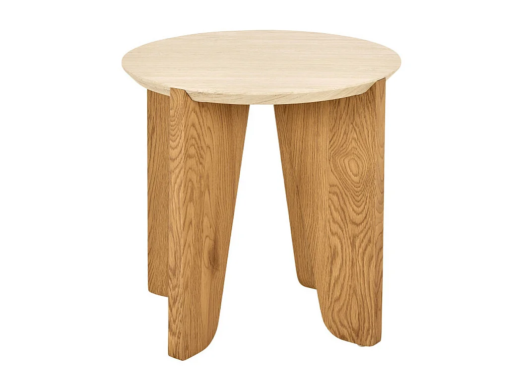 Vivo - Table d'appoint ronde en effet travertin ø50cm - Beige