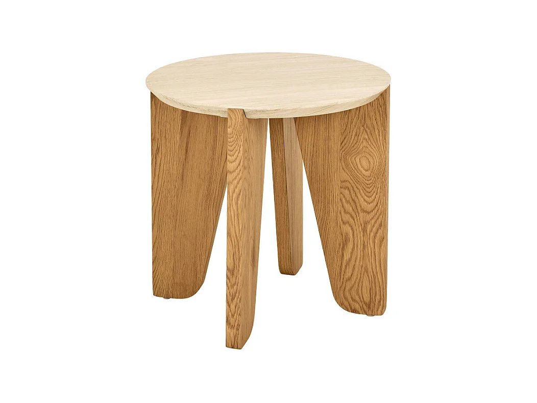 Vivo - Table d'appoint ronde en effet travertin ø50cm - Beige