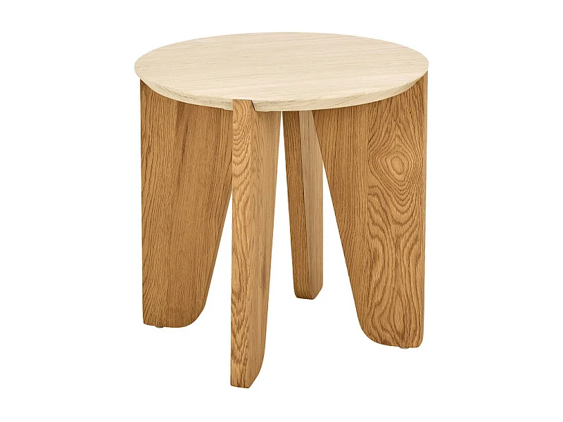Vivo - Table d'appoint ronde en effet travertin ø50cm - Beige