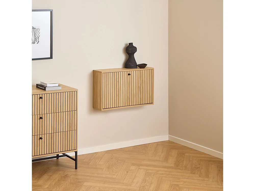 Storo - Meuble à chaussures mural en bois L71,6cm - Bois clair