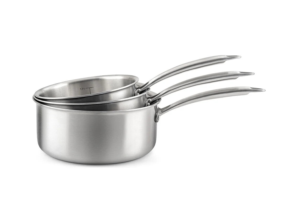 Gourmet - Lot de 3 casseroles inox 16/18/20 cm et 1 poêle inox 32 cm