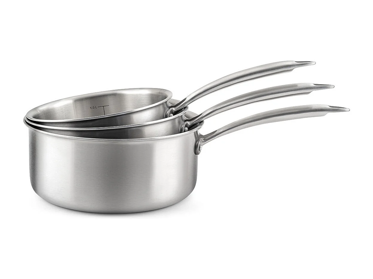 Gourmet - Lot de 3 casseroles inox 16/18/20 cm et 1 poêle inox 32 cm