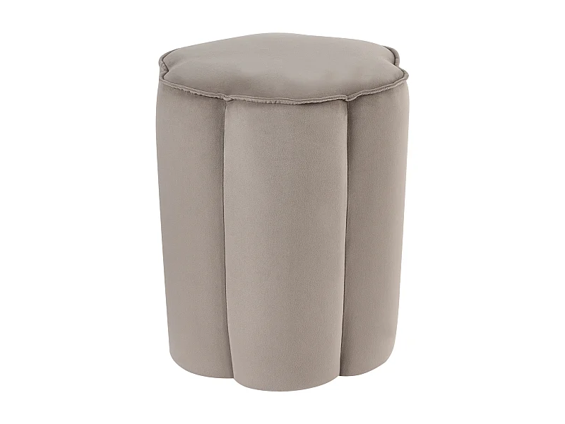 Pouf Hocker Samt beige taupe Blumenform ⌀ 39 cm Polsterhocker 45 cm hoch Tappen