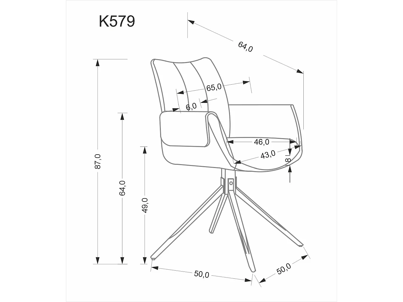 Chaise K579/Revêtement tissu et simili cuir/Rotation/Vert
