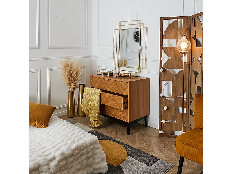 Commode Design 3 Tiroirs "Felix" 90cm Marron