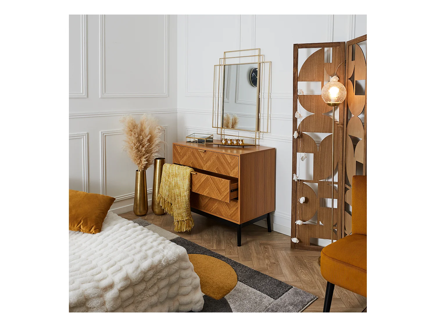 Commode Design 3 Tiroirs "Felix" 90cm Marron