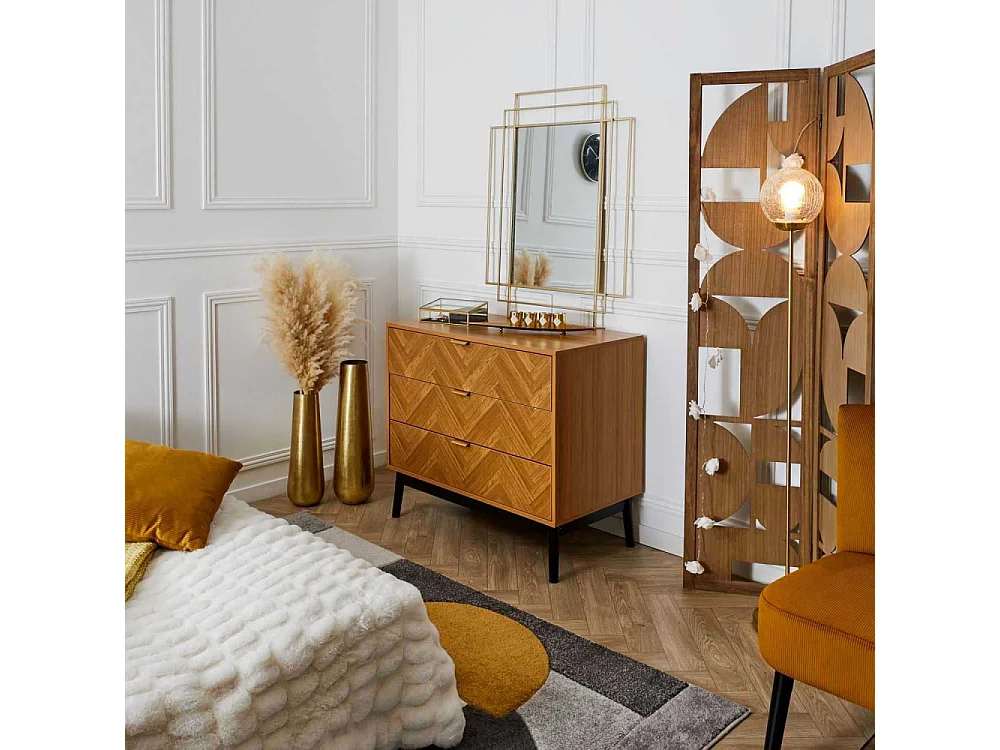 Commode Design 3 Tiroirs "Felix" 90cm Marron