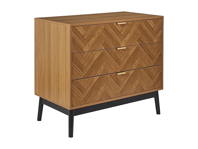 Commode Design 3 Tiroirs "Felix" 90cm Marron