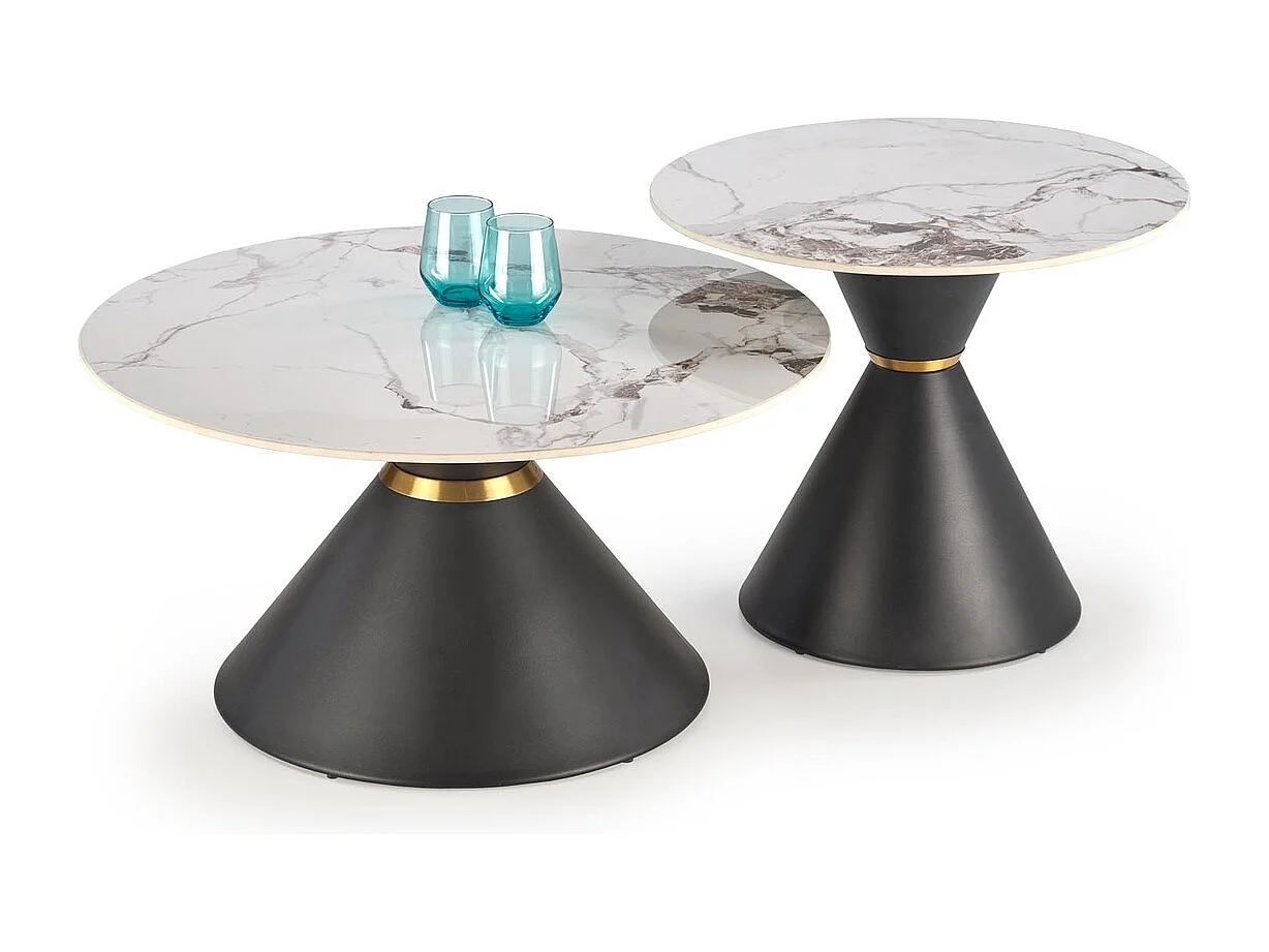 Tavolino Goretti/Sinterizzato/Marmo design/Bianco&Nero