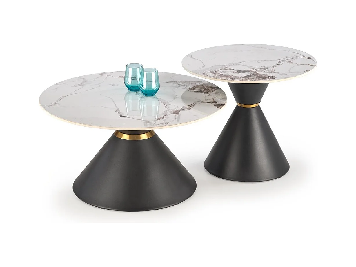 Couchtisch Goretti/Gesinterter /Marmor Design/Weiss&Schwarz