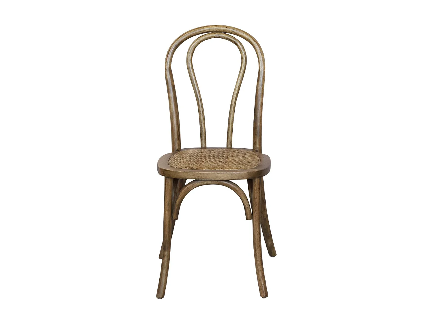 Set di 4 sedie vintage in legno e rattan, marrone