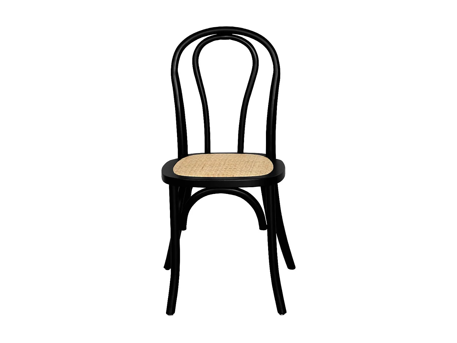 Set di 4 sedie vintage in legno e rattan, nero