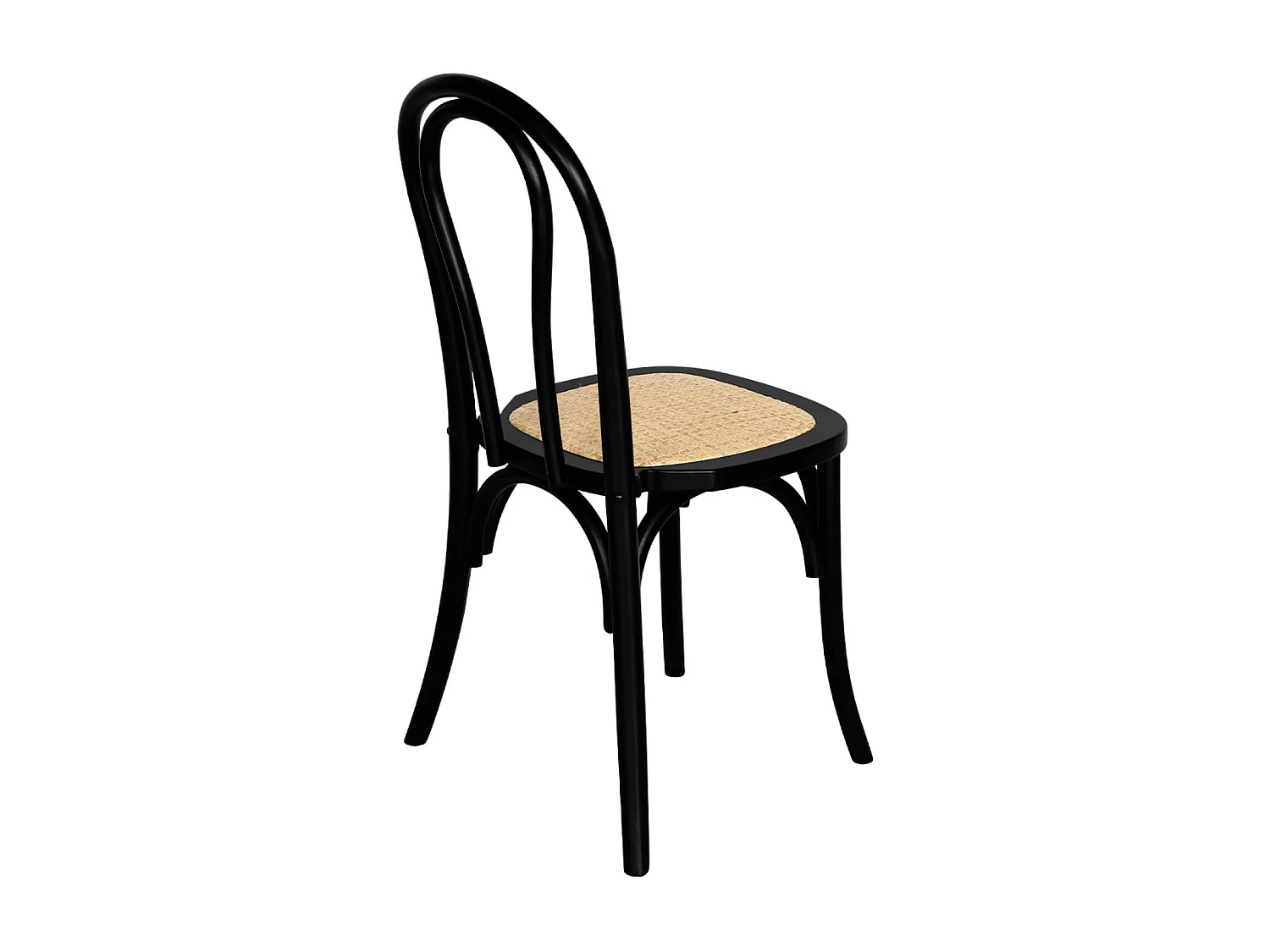 Set di 4 sedie vintage in legno e rattan, nero