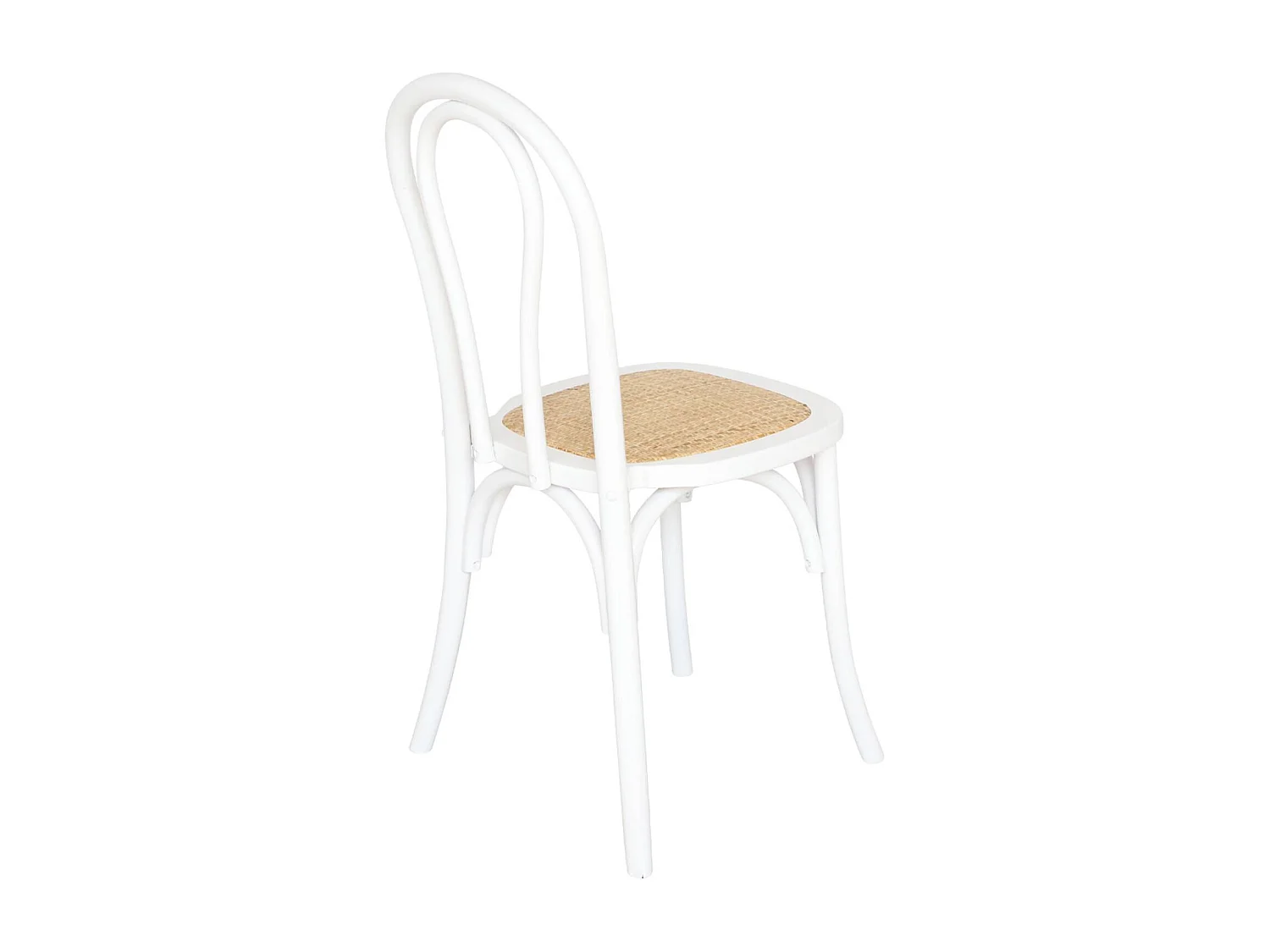 Silla vintage de madera y ratán, set de 4 blanco